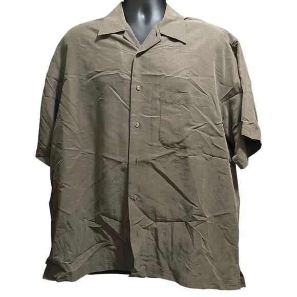 Haggar Men's Large Short Sleeve Gray / Green Button Up Shirt - Picture 1 of 6